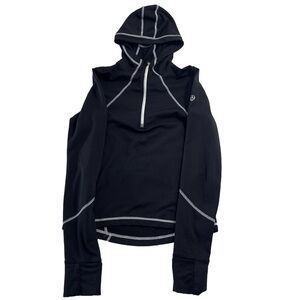 Lululemon Black Hoodie Size 6 Reflective Trim Outdoor Running Active